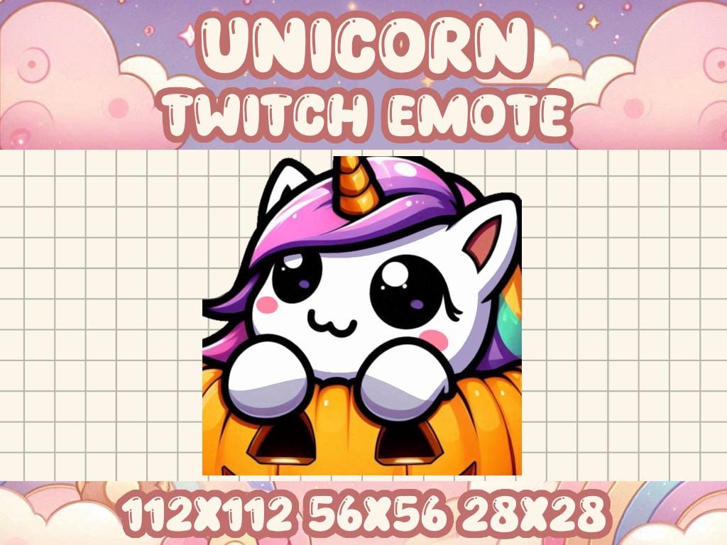 Unicorn Pumpkin Emote Icon for Twitch & Discord