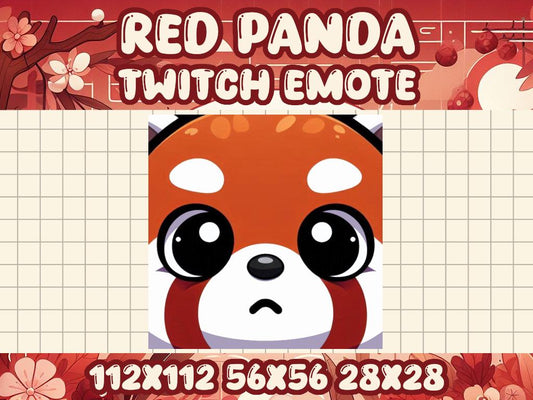 Red Panda Stare Emote | Cute Chibi Icon for Twitch and Discord