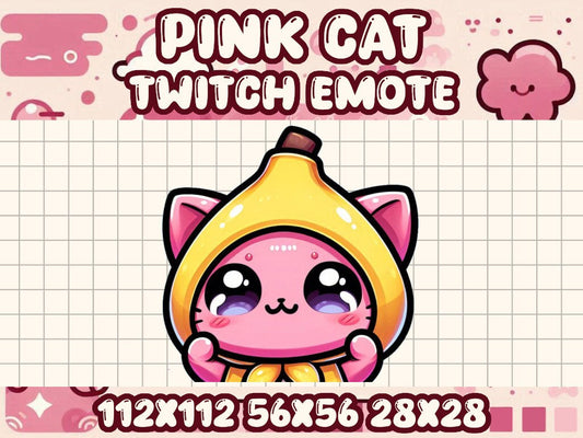 Pink Cat Banana Costume Emote for Twitch and Discord