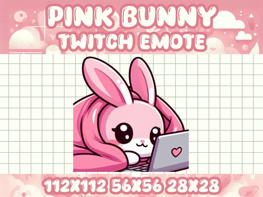 Pink Bunny Cozy Laptop Emote Icons for Twitch & Discord
