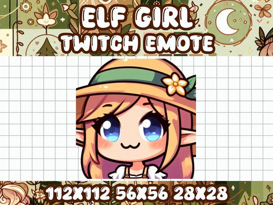 Elf Girl Sun Hat Emote | Cute Kawaii Fantasy Chibi Icon for Twitch and Discord