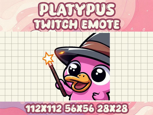 Pink Platypus Magic Emote | Kawaii Wizard Icon for Twitch and Discord