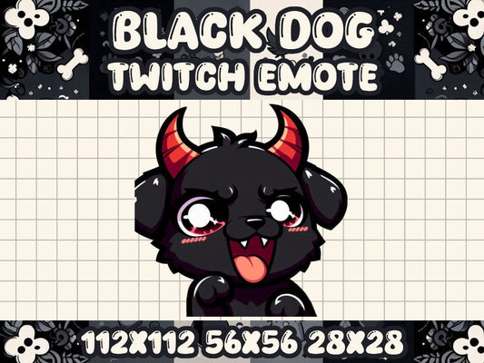 Black Dog Devil Emote for Twitch, Discord, and Gaming Streams