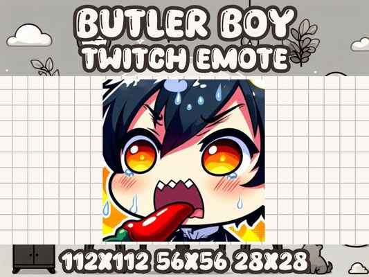 Butler Boy Spicy Emote for Gamers with Cute Kawaii Icons