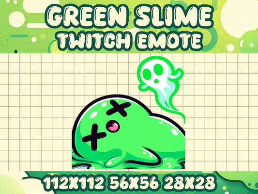 Green Slime Blob Dead Emote | Kawaii Ghost Icon for Twitch and Discord