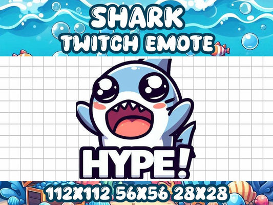 Shark Hype Emote | Cute Kawaii Chibi Icon for Twitch and Discord