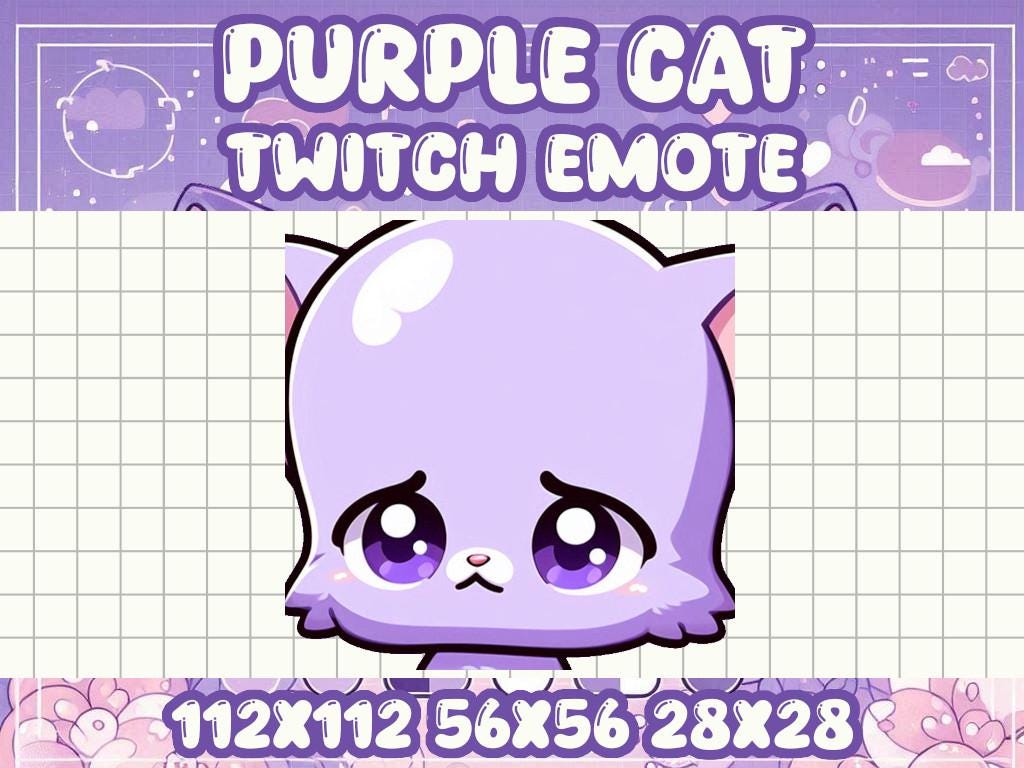 Purple Cat Fivehead Emote | Kawaii Chibi Icon for Twitch and Discord