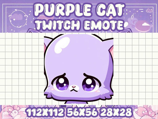 Purple Cat Fivehead Emote | Kawaii Chibi Icon for Twitch and Discord