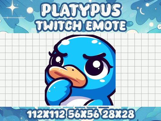 Blue Platypus Thinking Emote for Study and Livestream Platforms | Twitch & Discord Thought Ponder Wonder Insight Detective Question Mark