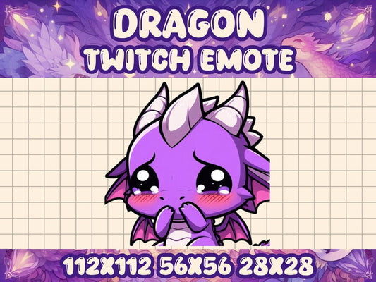 Purple Dragon Shy Emote Icon for Twitch and Discord
