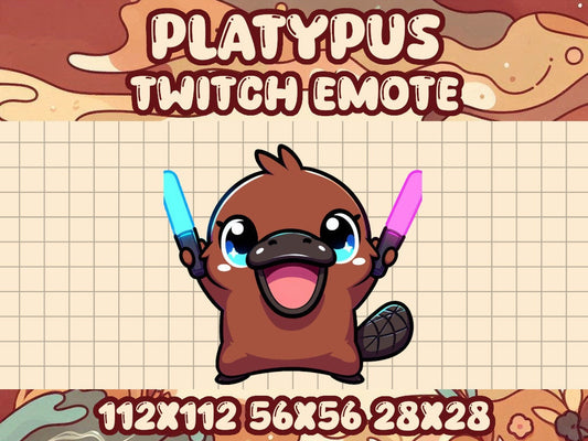 Brown Platypus Light Sticks Emote for Twitch, Discord, Gamer Party Hype