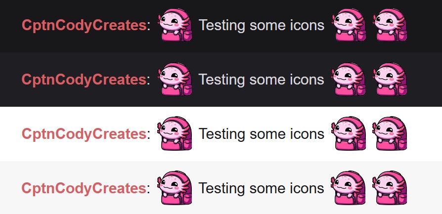 4-Pack Pink Axolotl Emote Bundle | Kawaii Chibi Icons for Twitch & Discord