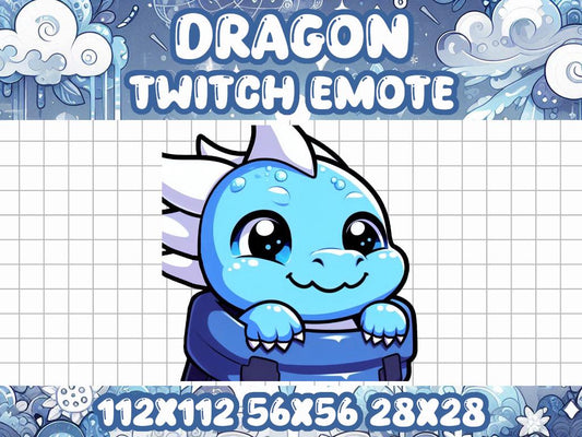 Blue Dragon Carry Emote | Cute Kawaii Chibi Gamer Icon for Twitch and Discord