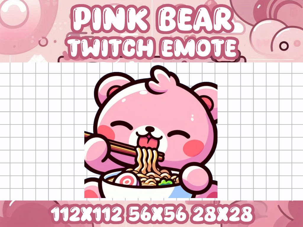 Pink Bear Ramen Noodles Emote for Twitch & Discord Chat