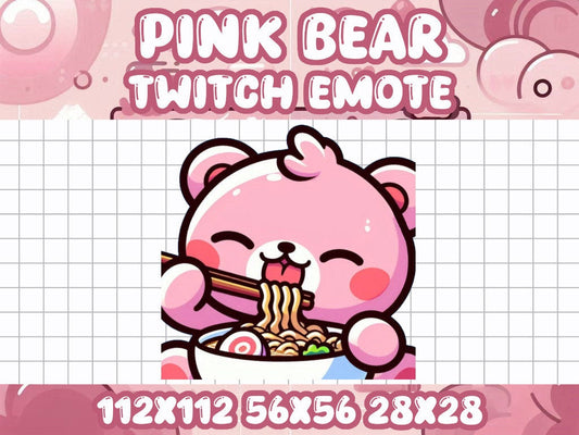 Pink Bear Ramen Noodles Emote for Twitch & Discord Chat