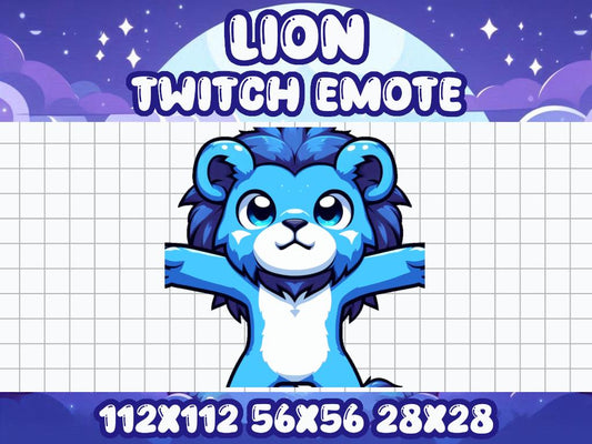 Blue Lion T-Pose Emote | Cute Twitch & Discord Icon | Kawaii Chibi Gamer Emotes for Livestreams Dance Party Swag Impose Chaos Meme Funny