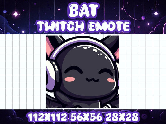 Black Bat Jam Emote for Twitch Discord Halloween Chibi Gamer Icon | Spooky Horror Dracula Boo Musci Rave Party Calm Cozy Happy Peace