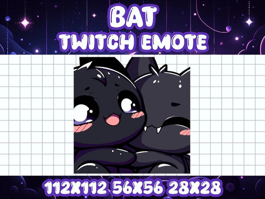 Black Bat Cuddle Emote for Twitch Discord Halloween Chibi Gamer Icon | Spooky Horror Dracula Boo Love Hug Hold Gf Bf Romance Cozy Comfy