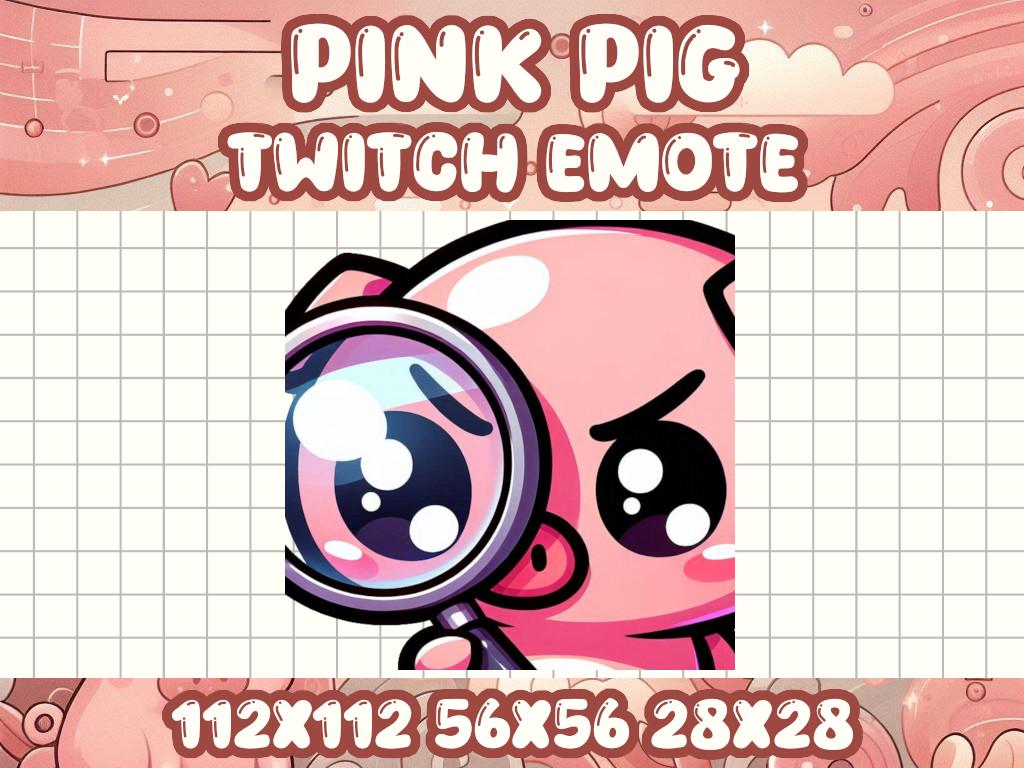 Pink Pig Zoom Emote for Twitch and Discord - Cute Chibi Animal Icon