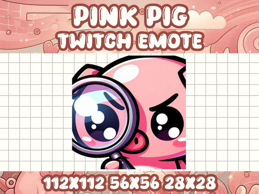 Pink Pig Zoom Emote for Twitch and Discord - Cute Chibi Animal Icon