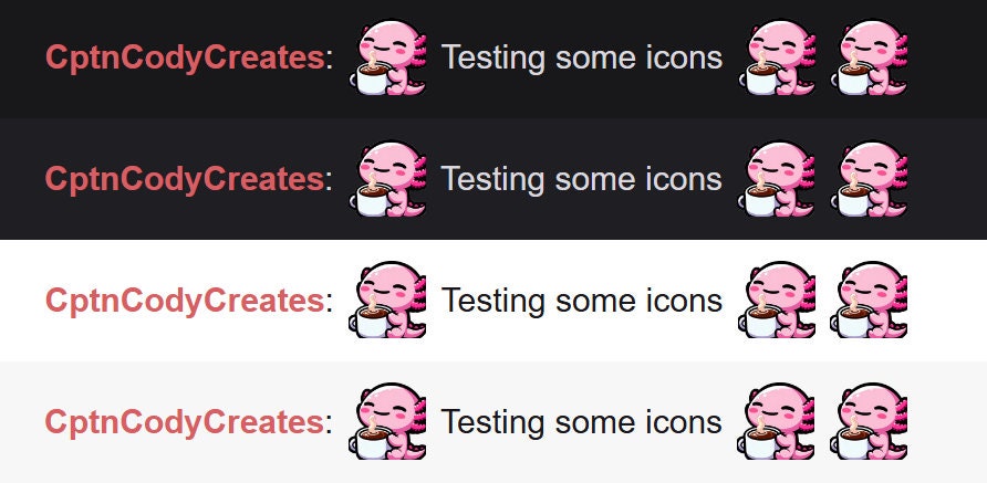 4-Pack Pink Axolotl Emote Bundle | Kawaii Chibi Icons for Twitch & Discord