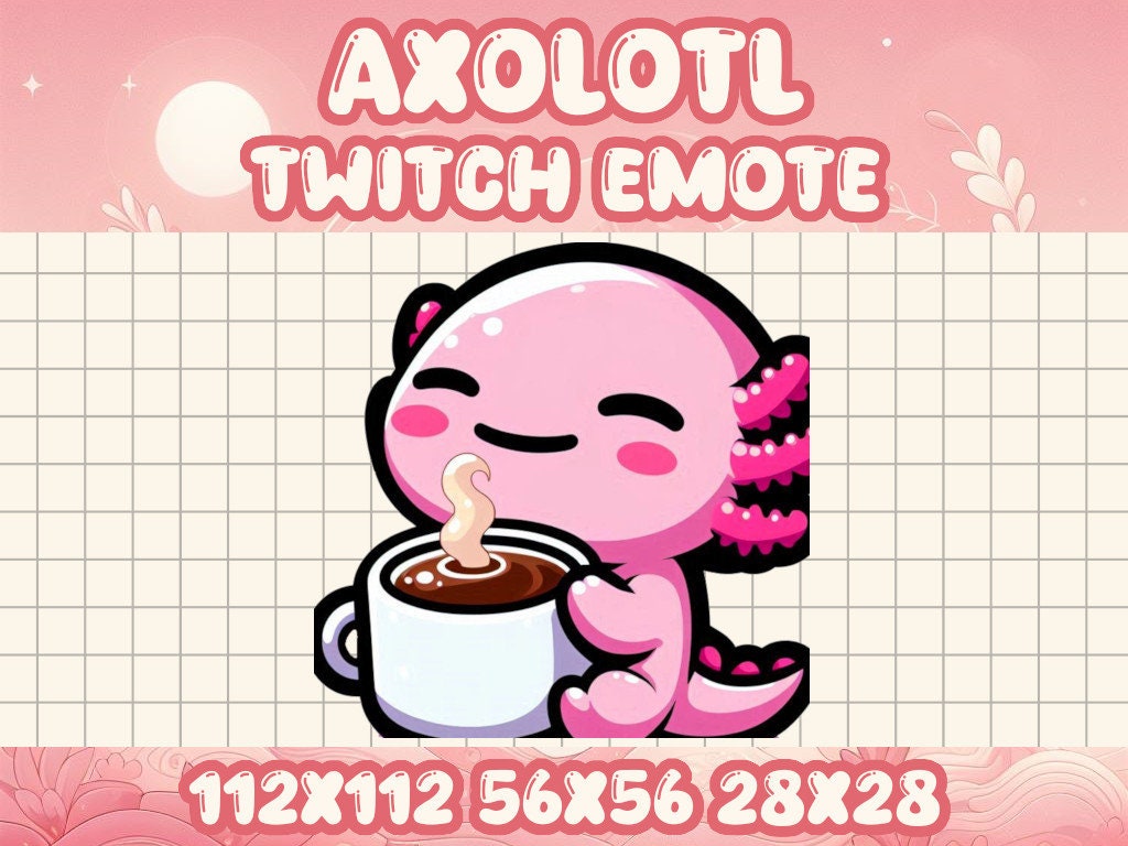 4-Pack Pink Axolotl Emote Bundle | Kawaii Chibi Icons for Twitch & Discord
