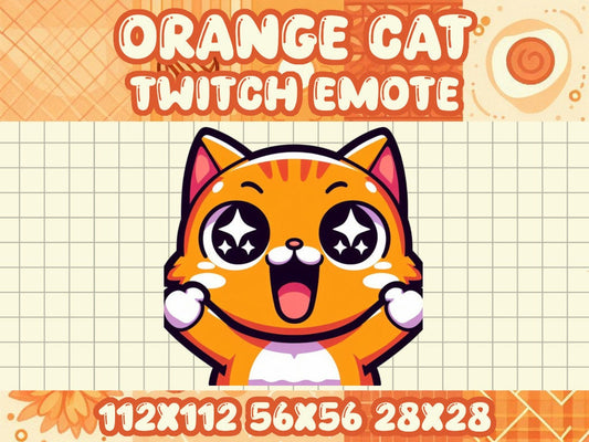 Orange Tabby Cat Hype Emote | Twitch Discord Icons | Kawaii Chibi Gamer Emotes for Livestreams Kitten Meow Happy Excited Joy Yell Shout Vibe