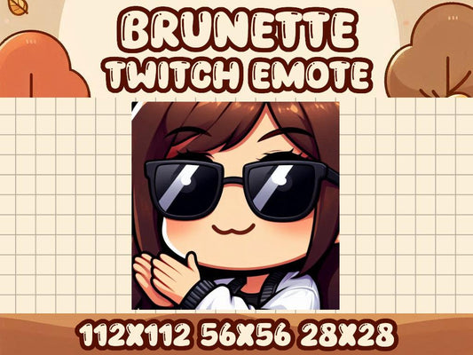 Brunette Hair Girl EZClap Emote | Kawaii Chibi Icon for Twitch and Discord