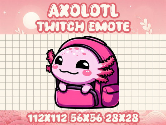 Pink Axolotl Carry Emote for Gamer Livestreams and Discord Icons
