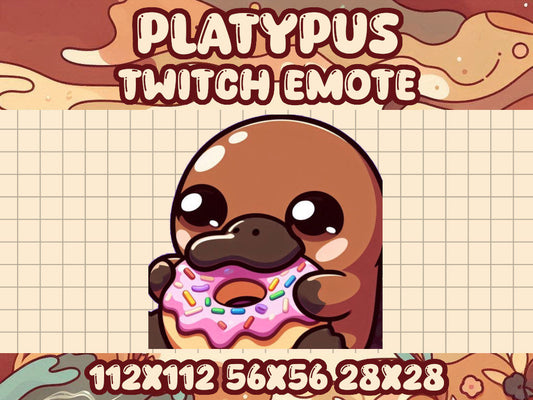 Brown Platypus Donut Emote | Cute Twitch & Discord Icons | Kawaii Chibi Gamer Emotes for Livestreams Eat Chomp Food Dessert Snack Happy Hype