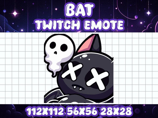 Black Bat Dead Emote for Twitch Discord Halloween Chibi Gamer Icon | Deceased Passed Away L Loss Death Spooky Horror Dracula Cave Boo