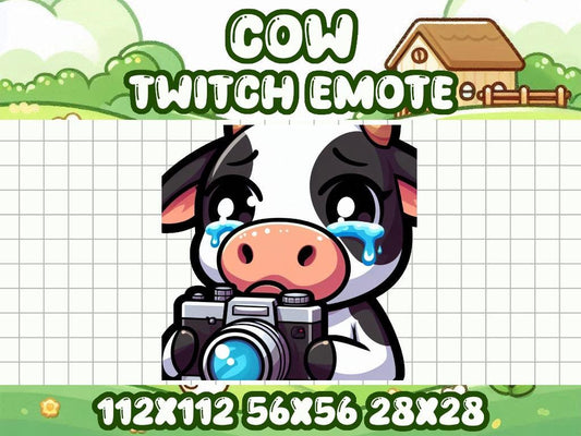 Cow Caught in 4K Emote | Cute Kawaii Chibi Icon for Twitch and Discord