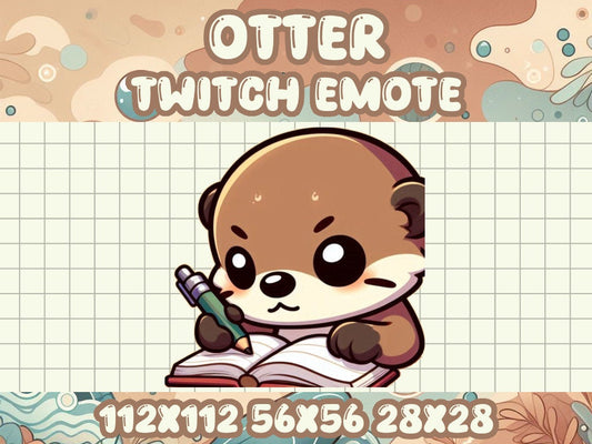 Brown Otter Notes Emote for Streamers, Cute Discord Icons, Kawaii Gaming Essentials