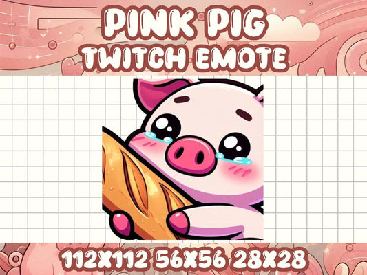 Pink Pig Baguette Emote for Twitch Discord Gaming