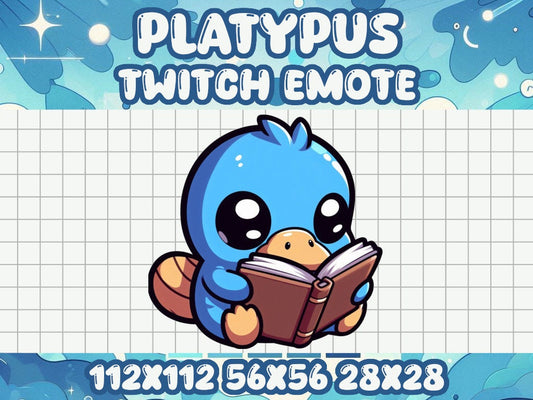 Blue Platypus Read Emote for Study and Livestream Platforms