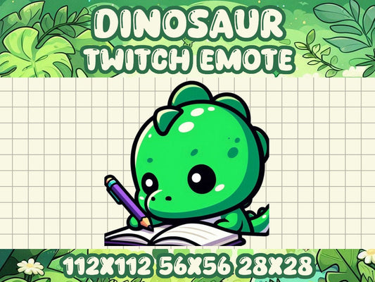 Green Dinosaur Notes Emote Twitch and Discord Emotes for Livestreams