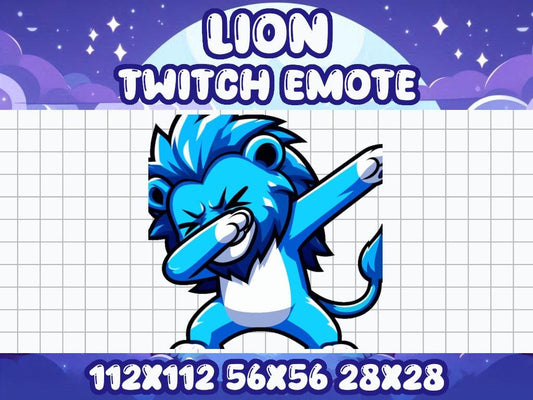 Blue Lion Dab Emote | Cute Twitch & Discord Icon | Kawaii Chibi Gamer Emotes for Livestreams Dance Party Move Hype Swag Cool Dancing Rave