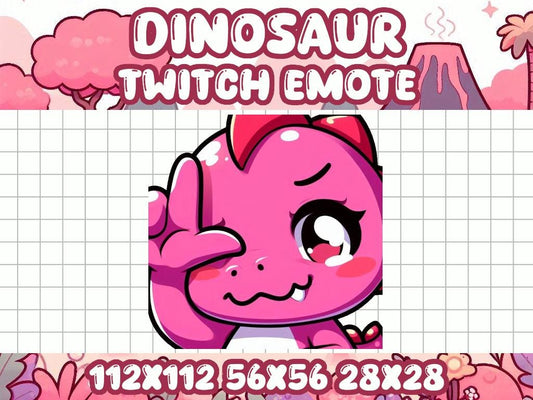 Pink Dinosaur L Emote | Kawaii Gamer Icon for Twitch and Discord