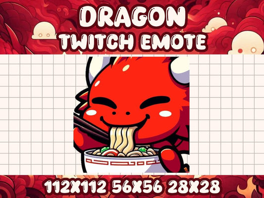 Red Dragon Ramen Emote | Cute Kawaii Chibi Icon for Twitch and Discord