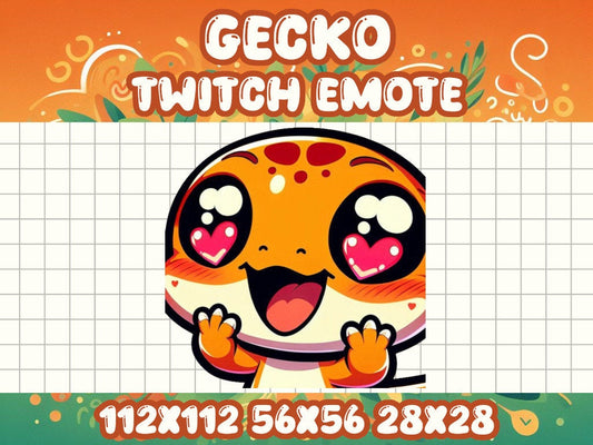 Orange Gecko Love Emote | Kawaii Chibi Icon for Twitch and Discord