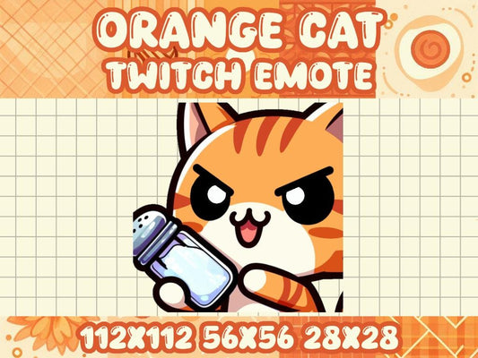 Orange Tabby Cat Salty Emote | Cute Kawaii Chibi Icon for Twitch and Discord
