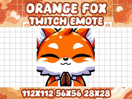 Orange Fox Pray Emote Icon for Twitch Discord Streaming