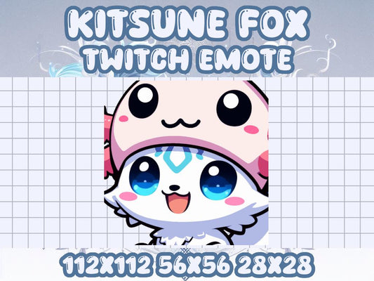 Kitsune Fox Axolotl Hat Beanie Emote for Gamers with Blue Markings