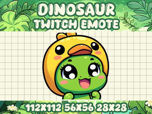 Green Dinosaur Duck Hat Emote for Twitch & Discord Gamer