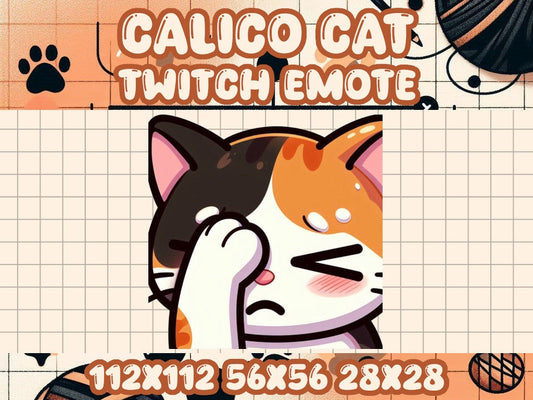 Calico Cat Facepalm Emote for Twitch & Discord Livestreams