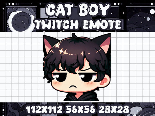 Black Cat Boy Annoyed Emote for Twitch Discord Livestream