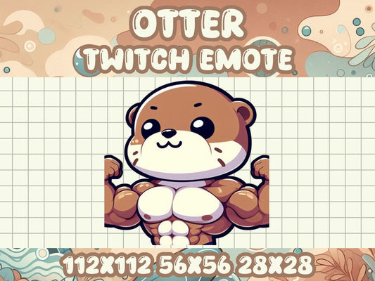 Brown Otter Muscle Emote for Twitch and Discord | Kawaii Chibi Icons