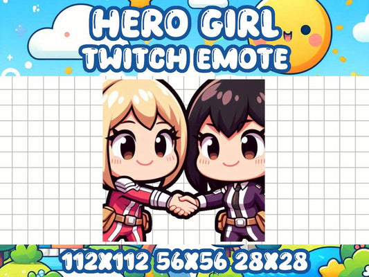 Hero Girl Handshake Emote | Cute Chibi Icon for Twitch and Discord Gamers