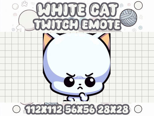 White Cat Fivehead Emote | Funny Kawaii Chibi Icon for Twitch and Discord