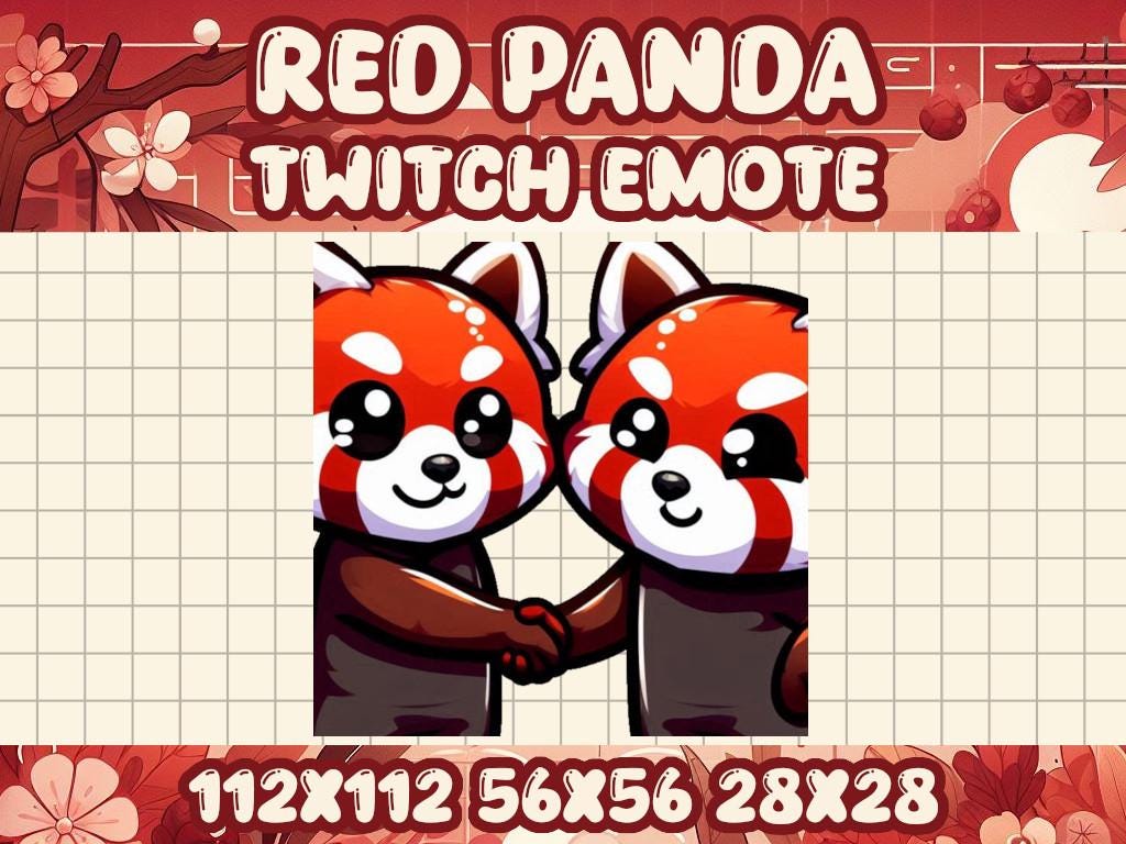 Red Panda Handshake Emote | Cute Twitch and Discord Greeting Icon